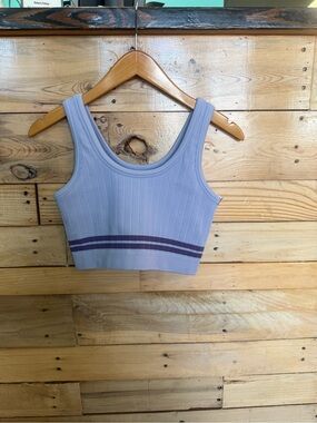 Tavi Seamless Vibe Ribbed Bra - Lavender Crop Tank with Contrast Stripe